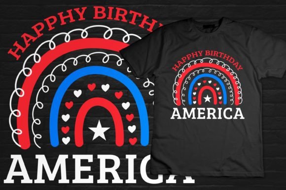 A Boho Rainbow T-Shirt Design for 4th of July Graphics