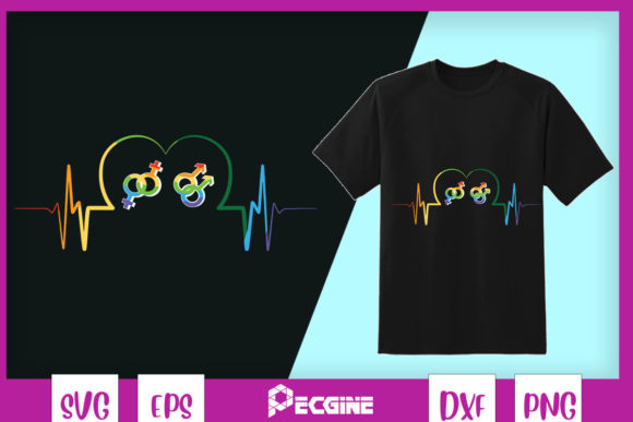 Beauty Heartbeat LGBT Rainbow Graphics for T-Shirt Designs & Content Publishing