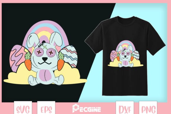 Easter Rainbow EAster Bunny Goth Pastel Graphics & T-Shirt