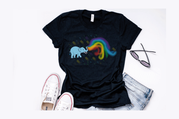 Elephant Watercolor Rainbow Graphics for T-Shirt Designs
