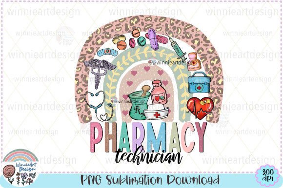 Pharmacy Technician PNG Rainbow Boho Graphics & T-Shirt Designs