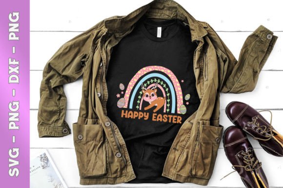 Rainbow Easter Chibi Deer Egg Graphics & T-Shirt Designs