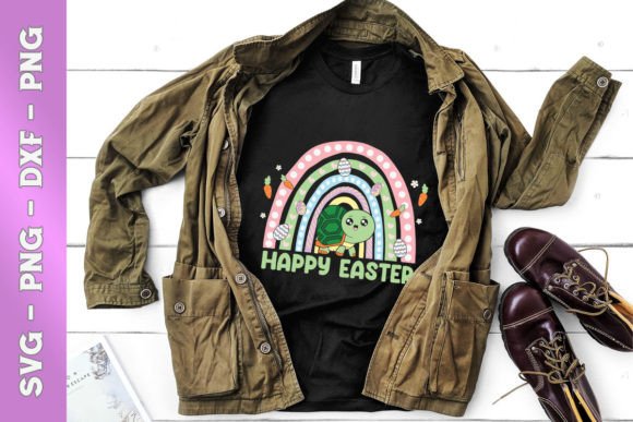 Rainbow Easter Chibi Turtle Egg Floral: T-Shirt Graphics
