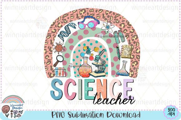 Rainbow Science Teacher PNG for T-Shirt Designs