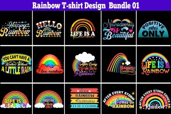 Rainbow T-Shirt Design Bundle 1 for Creative Businesses